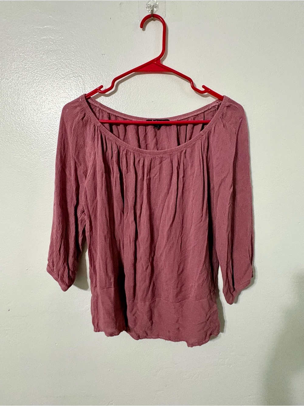 Hype Mauve Scoop-Neck Peasant Top